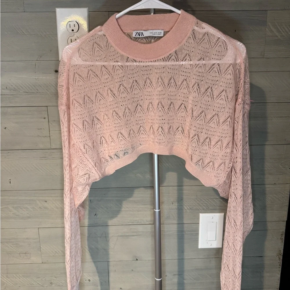 Zara Pink Lace Knit Women's Top